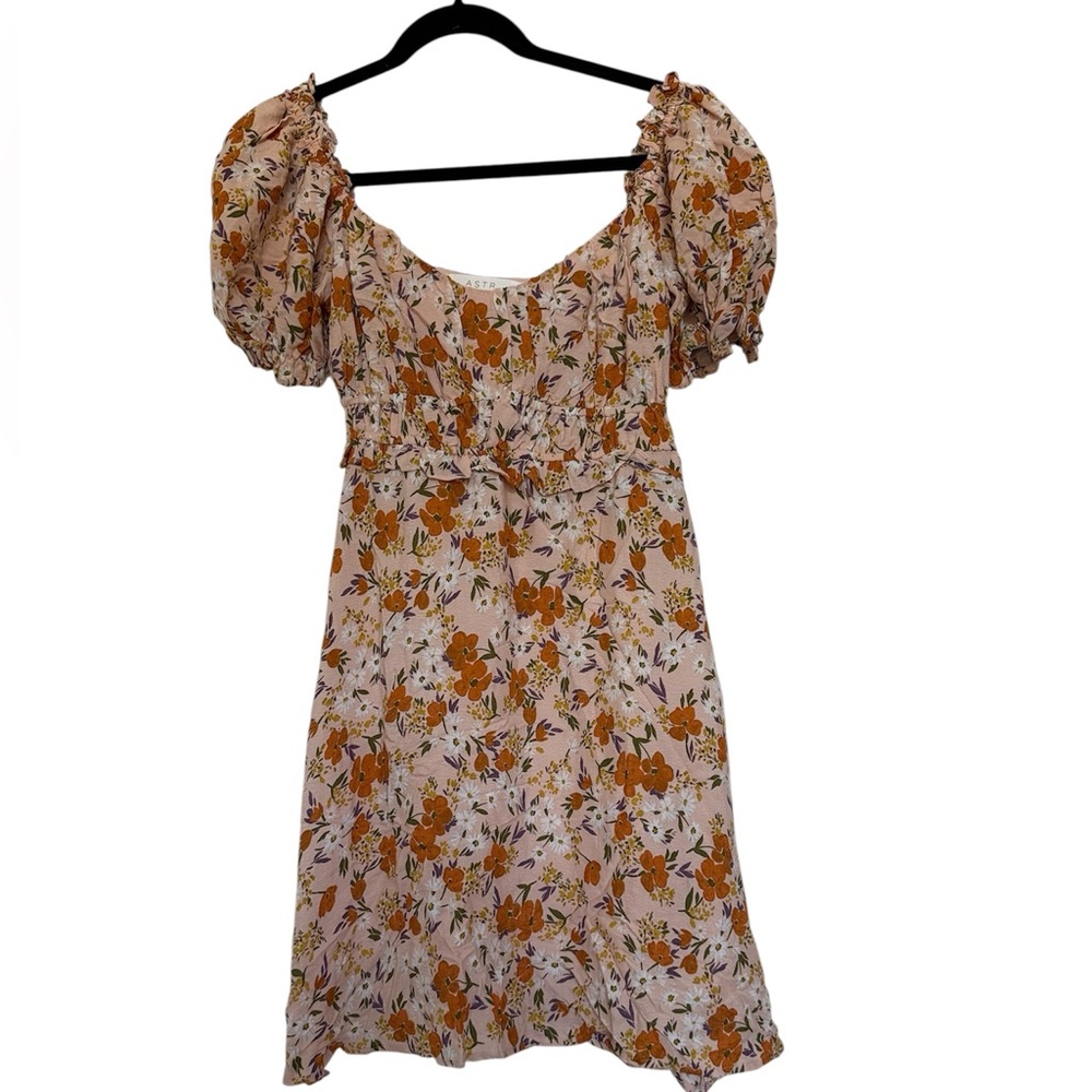 Astr peasant floral dress‎ size M milkmade babydoll puff sleeve coquette pink